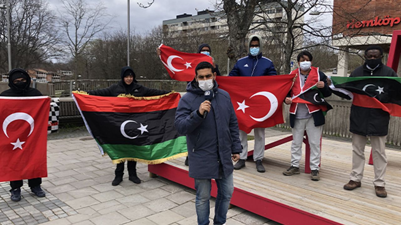 İsveç'te yaşayan Libyalılardan Türkiye'ye teşekkür gösterisi