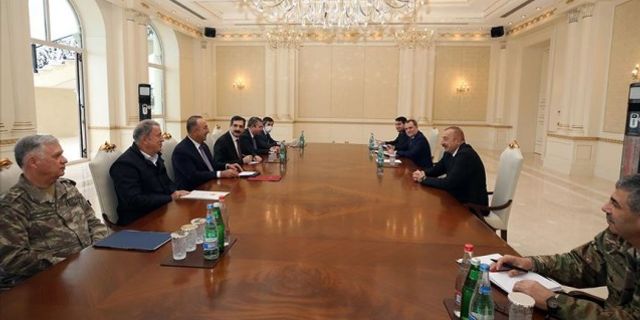Cumhurbaşkanı Aliyev Bakanlar Çavuşoğlu ve Akar'ı kabul etti