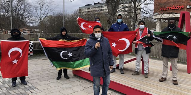 İsveç'te yaşayan Libyalılardan Türkiye'ye teşekkür gösterisi