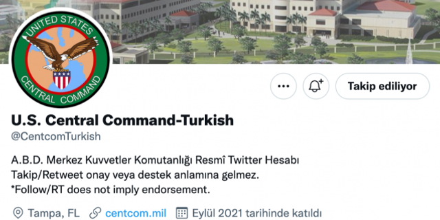 CENTCOM, Türkçe Twitter hesabı açtı